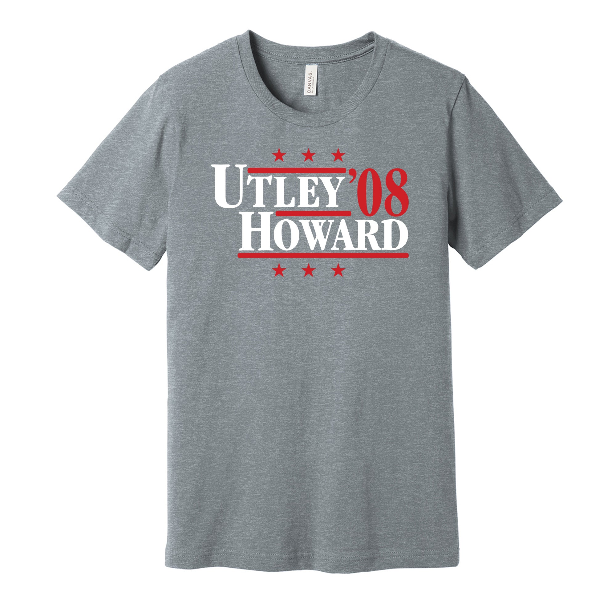 Utley & Howard '08 - Philadelphia Baseball Legends Political Campaign Parody T-Shirt - Hyper Than Hype Shirts S / Grey Shirt