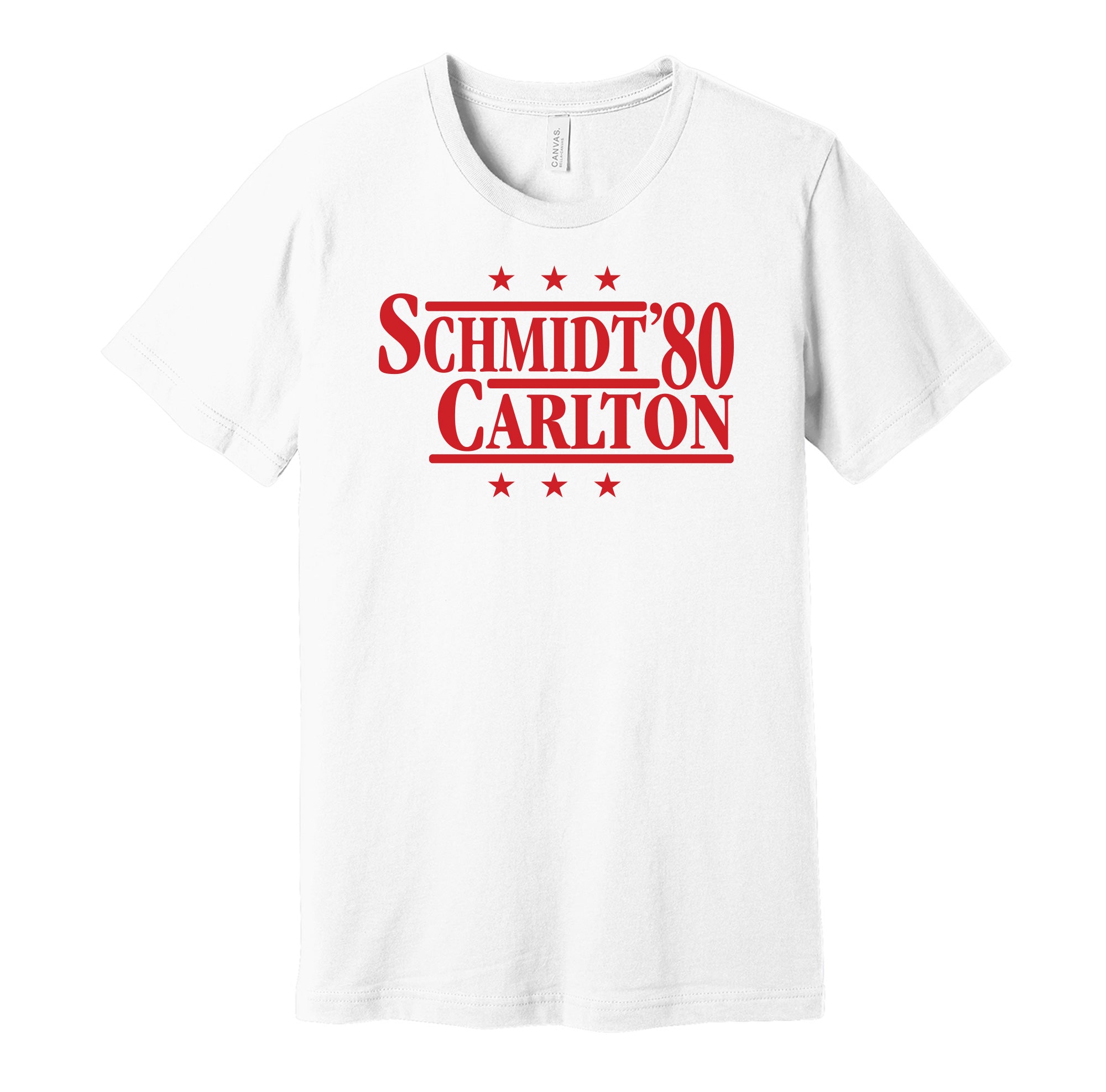 Schmidt & Carlton '80 - Philadelphia Baseball Legends Political Campaign Parody T-Shirt - Hyper Than Hype Shirts XXL / White Shirt