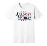 hank aaron mathews 1957 atlanta braves retro throwback white shirt