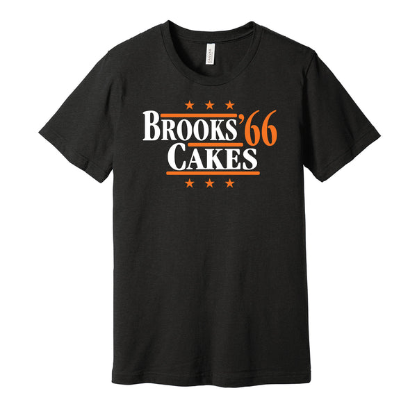 Brooks & Cakes '66 - Baltimore Maryland Legends Political Campaign Parody T-Shirt - Hyper Than Hype Shirts XS / Orange Shirt