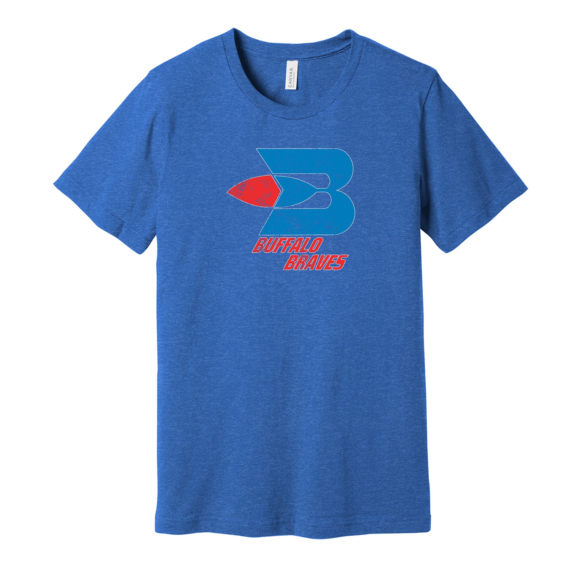 Hyper Than Hype Shirts Buffalo Braves Distressed Logo Shirt - Defunct Sports Team - Celebrate New York Heritage and History - Hyper Than Hype 3XL / Blue Shirt