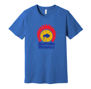 buffalo braves headdress logo retro throwback blue shirt