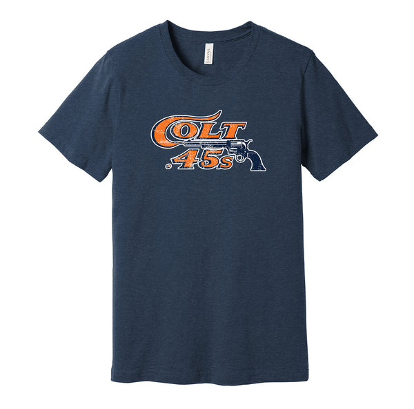 Hyper Than Hype Shirts Houston Colt 45s Distressed Logo Shirt - Defunct Sports Team - Celebrate Texas Heritage and History - Hyper Than Hype XL / Grey Shirt